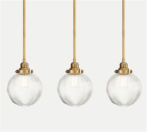 Pb Classic 3 Light Pendant With Ribbed Glass Globe Shade 3 Light Pendant Glass Globe Pendant