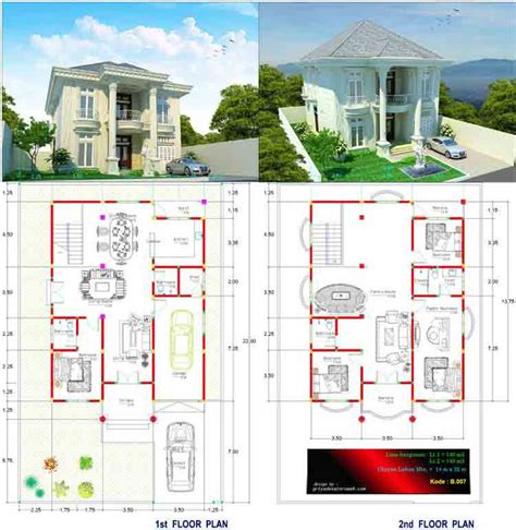 contoh denah rumah  kaya inspirasi ide  desain rumah