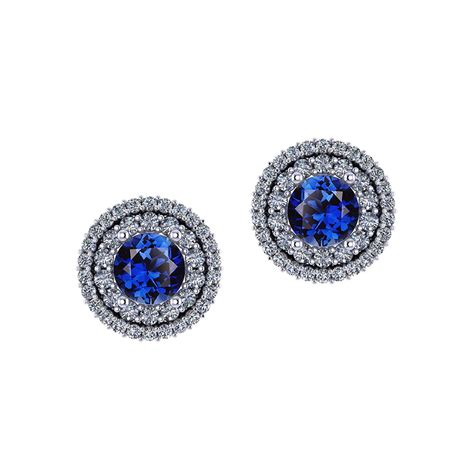 Sapphire Double Halo Earrings Jewelry Designs