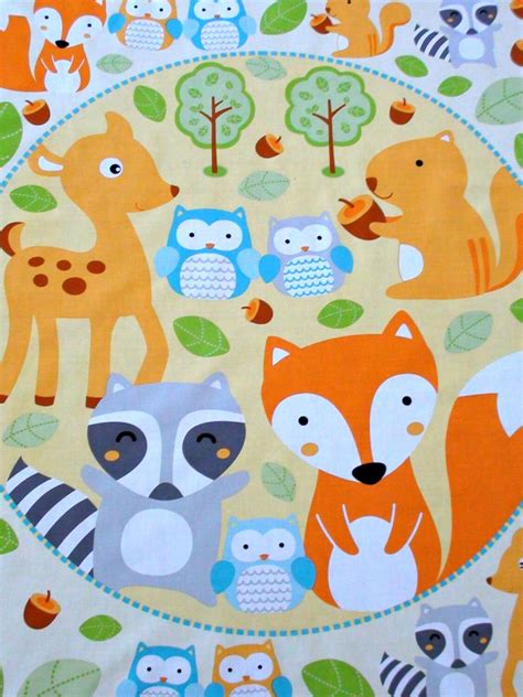 Woodland Animal Fabric Panel Baby Nursery Cot Panel Juvenile