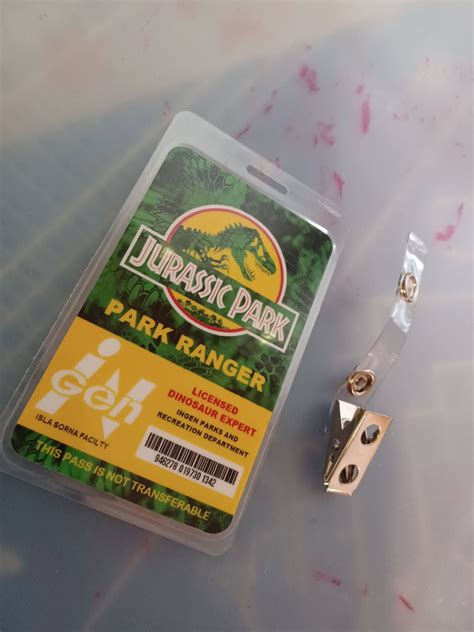 Jurassic Park Park Ranger Prop Id Badge T2 B3g1f Etsy Uk