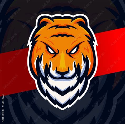 Vecteur Stock Tiger Head Mascot Logo Esport Design Character For