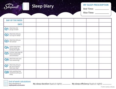 Free Printable Sleep Diary Template Printable Templates