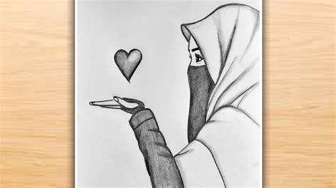 How To Draw A Girl With Hijab Muslim Girl Drawing Easy Pencil