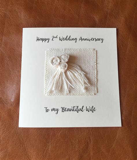 2nd Wedding Anniversary Card Cotton Anniversary Card Wife Her Etsy