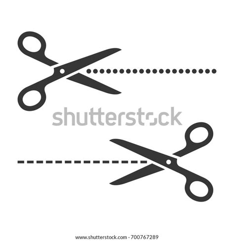Cutting Scissors Set Cut Lines On Stock Vector Royalty Free 700767289