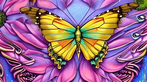 Flower Infused Butterfly Pastel Hyper Detailed Ultra Intricate