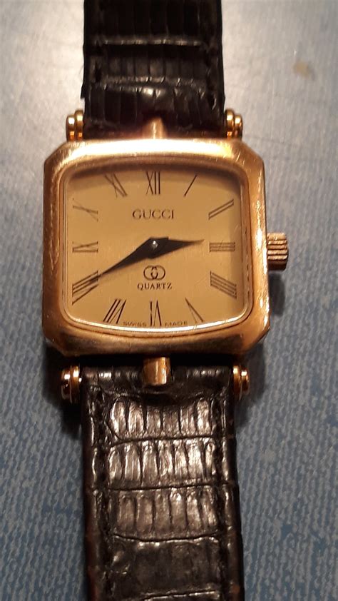 Vintage Gucci Watch Gold Gucci Stacked Watch Black Band Enamel Etsy