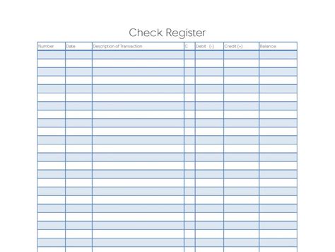 Free Checkbook Register Template Business