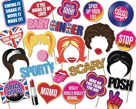 Spice Girls Party Photo Booth Props Girl Power Bridal Etsy Girls Party Themes Party Photo