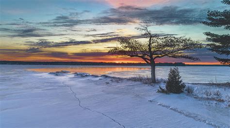 Detroit Point April Icy Sunrise Photograph By Ron Wiltse Fine Art America