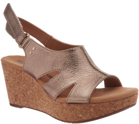 Clarks Collection Leather Wedge Sandals Annadel Bari