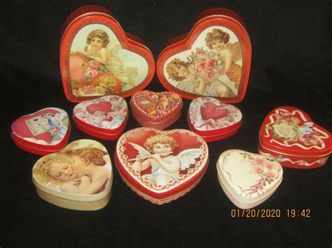Lot Of 10 Romantic Cherub Victorian Heart Shaped Collectible Valentine