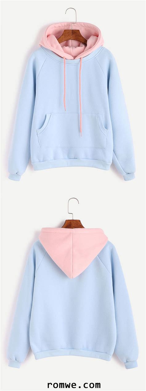 Shop for carhartt hoodies for men online at target. Light Blue Raglan Sleeve Contrast Hood 2 In 1 Sweatshirt ...