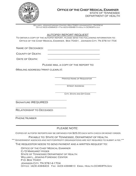 Autopsy Report Request Form ≡ Fill Out Printable Pdf Forms Online