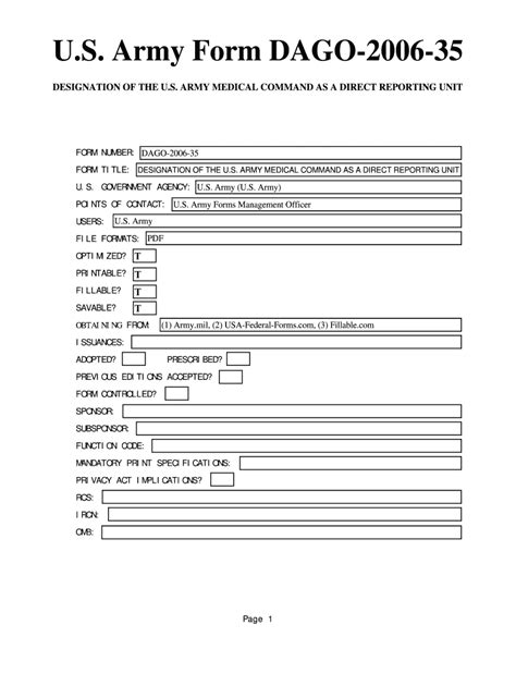 Fillable Online Us Army Form Dago 2006 35 Designation Of The Us