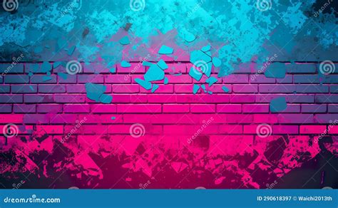 Lighting Effect Red And Blue On Brick Wall For Background Party