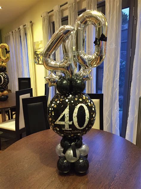 Black And Silver 40th Birthday Balloon Centerpiece 40th Birthday