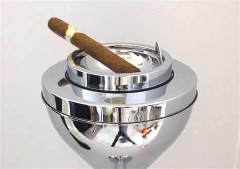 Standing Ashtray In Chrome Sturdy And Heavy Big Ashtray