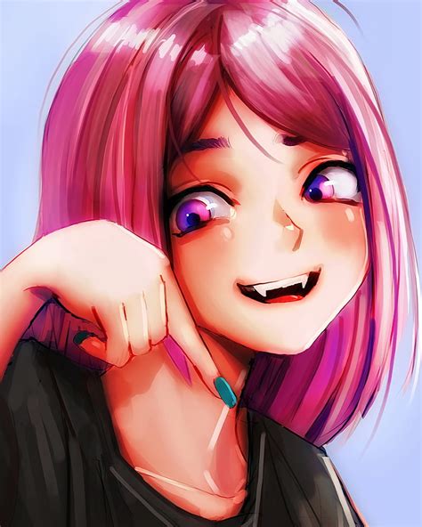 Girl Smile Teeth Gesture Anime Hd Phone Wallpaper Peakpx