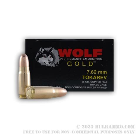 50 Rounds Of Bulk 762 Tokarev Ammo By Wolf 85gr Fmj
