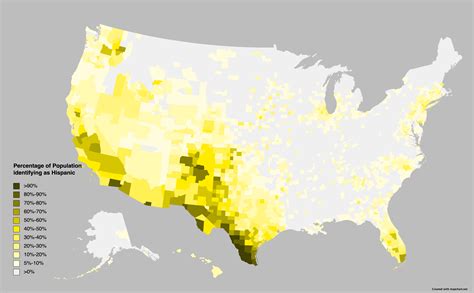[oc] Percentage Of Population Identifying As Hispanic Per Us County Mapporn