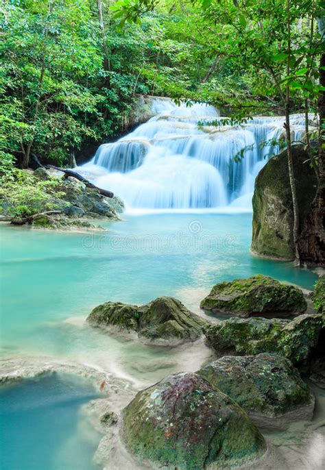 Deep Forest Waterfall At Erawan Waterfall National Park Kanjanaburi