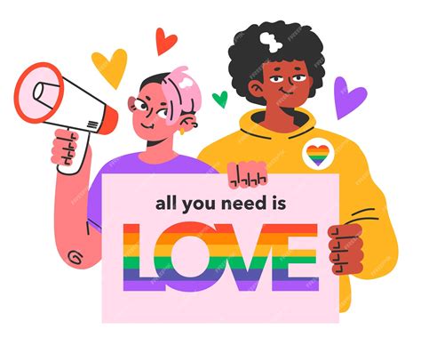 premium vector cheerful characters with rainbow flags celebrate pride month lgbtq