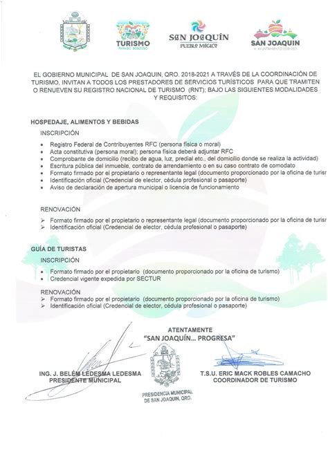 Registro Nacional De Turismo San Joaqu N