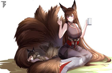 Comfy In Mamas Tails Mama Amagi Azur Lane Touchfluffytail