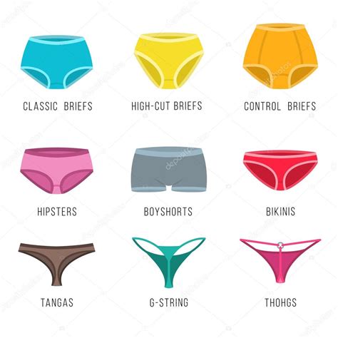 Female Underwear Panties Types Flat Vector Icons Stock Vector Image By
