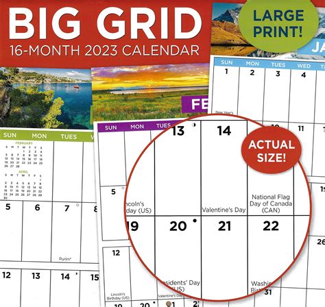 4 Count 2023 Big Grid Wall Calendar For Planning Scheduling And
