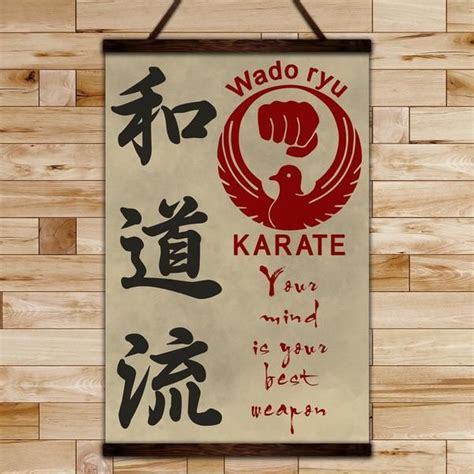 Ka038 Wado Ryu Karate Action Karate Canvas With The Wood Frame Home