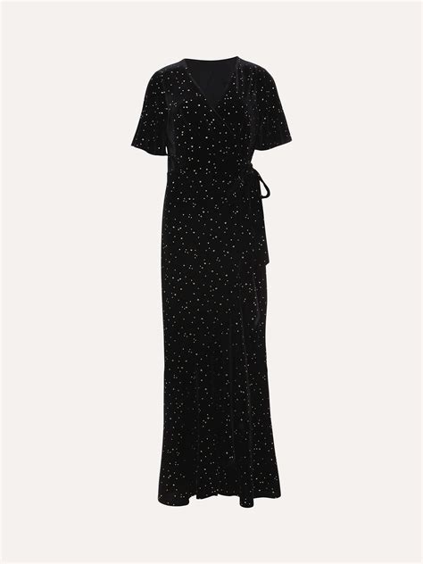 Phase Eight Holly Velvet Star Wrap Maxi Dress Black At John Lewis And Partners