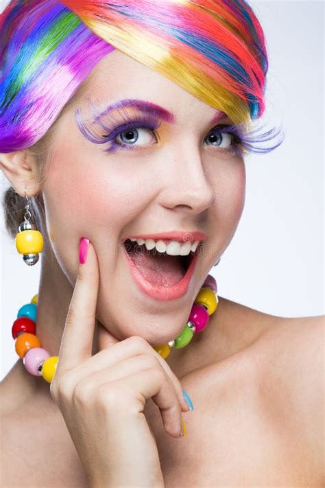 Woman With Bright Makeup Stock Image Image Of Colored 36519529