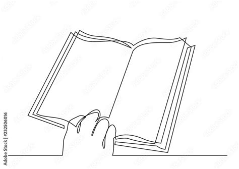 Continuous Line Drawing Of Human Hand Holding Book Stock Vector Adobe