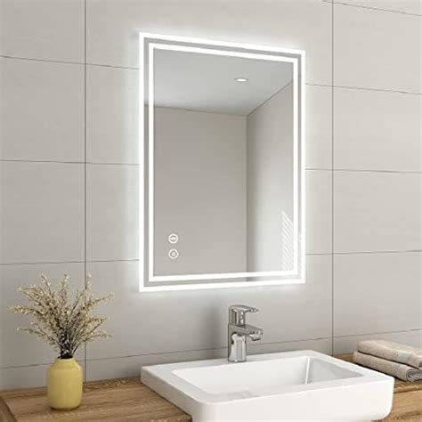 Emke Illuminated Bathroom Mirror Led Light 800x600 Mm Toilet Mirror With Shaver Sockets