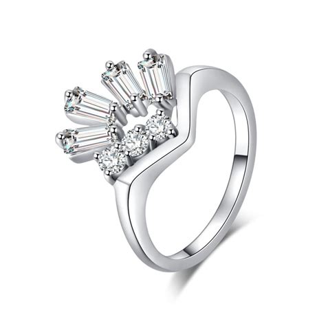 Buy Crown Youthful Vitality Silver Ring Cz White For