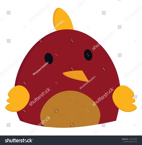 Face Cute Little Redcolored Cartoon Bird Stock Vector Royalty Free