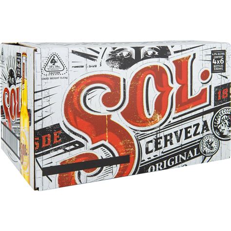 Sol Lager Beer Bottles 330ml X 24 Case Woolworths