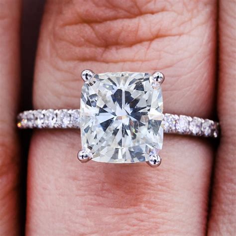 This timeless gemstone shape features large facets that maximize brilliance, and rounded corners that create a soft and romantic feel. 2.56 Tcw Cushion Cut Diamond Engagement Ring - Tradesy