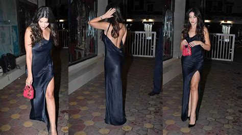 Hotness Alert Nora Fatehi Steps Out In Bold Black Backless Satin Dress With Thigh High Slit