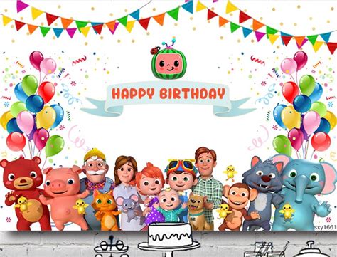 Cocomelon Nursery Rhymes Personalised Birthday Party Banner Backdrop