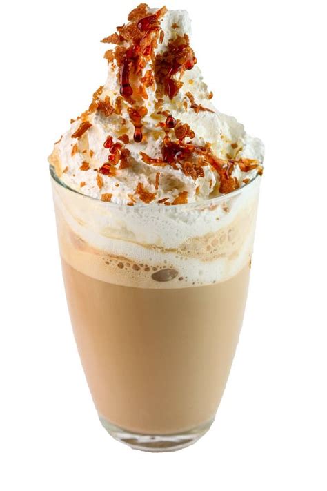 Cappuccino With Whipped Cream And Caramel Stock Image Image Of