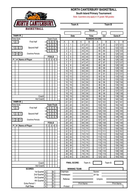 Excel Templates Basketball Score Sheet Example