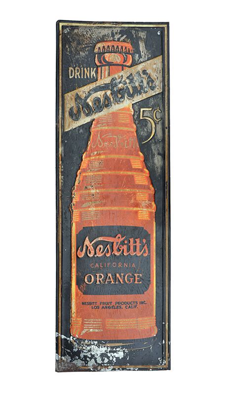 vintage original nesbitt s orange soda sign advertising 1946 huge beautiful — extreme antique