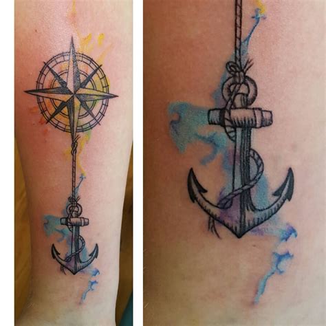 Watercolor Compass And Anchor Tattoo Viraltattoo