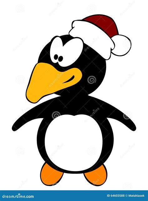 Cute Cartoon Penguin With Santa Hat Stock Vector Image 64603588