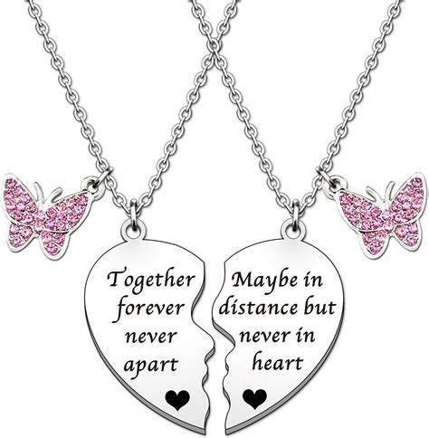 Hulala Best Friend Necklaces For 2 Girls Heart Necklace Set Ts For