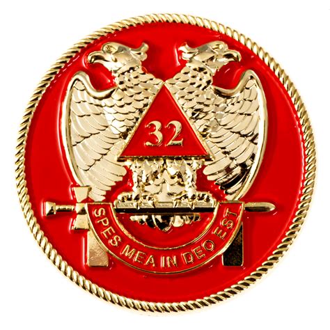 32nd Degree Scottish Rite Round Masonic Auto Emblem Red